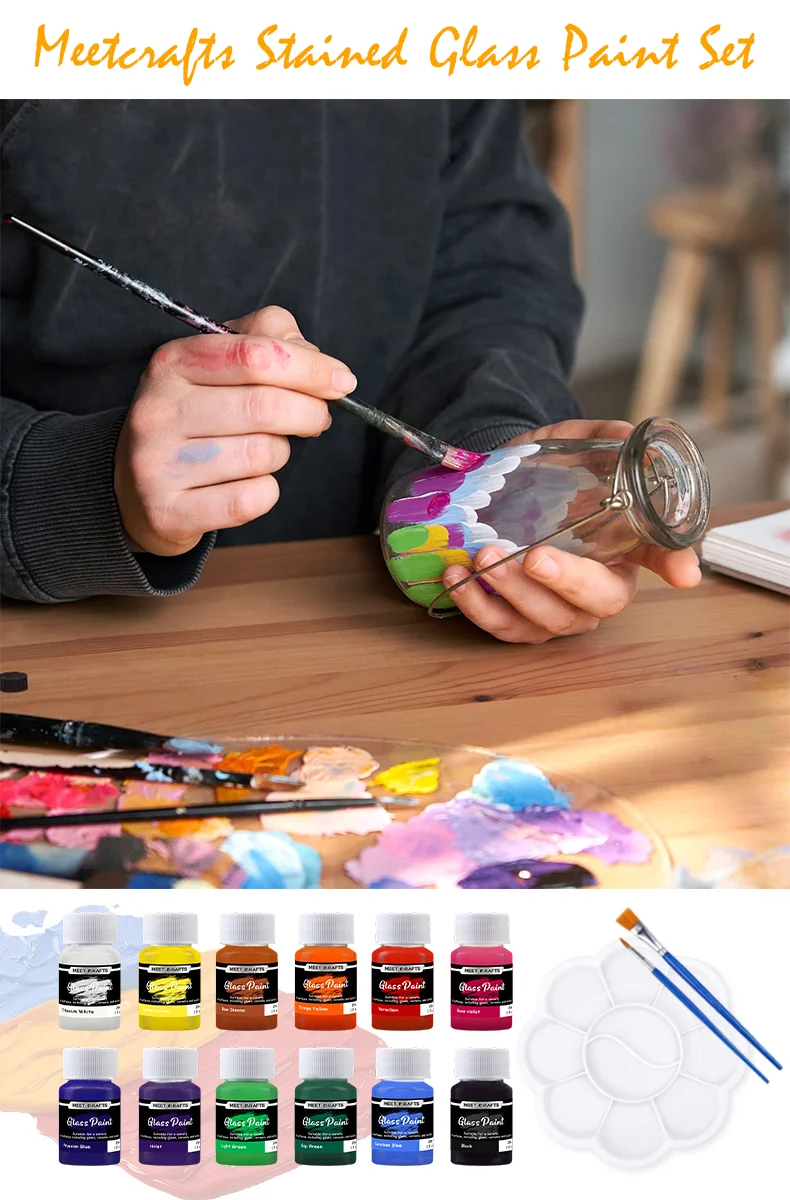 Meetcrafts Eco-Friendly Stained Glass Paint Set - 30ml for Glass, Ceramic & Porcelain, Dishwasher Safe, Water-Based, Low Odor
Meetcrafts Eco-Friendly Stained Glass Paint Set - 30ml for Glass, Ceramic & Porcelain, Dishwasher Safe, Water-Based, Low Odor