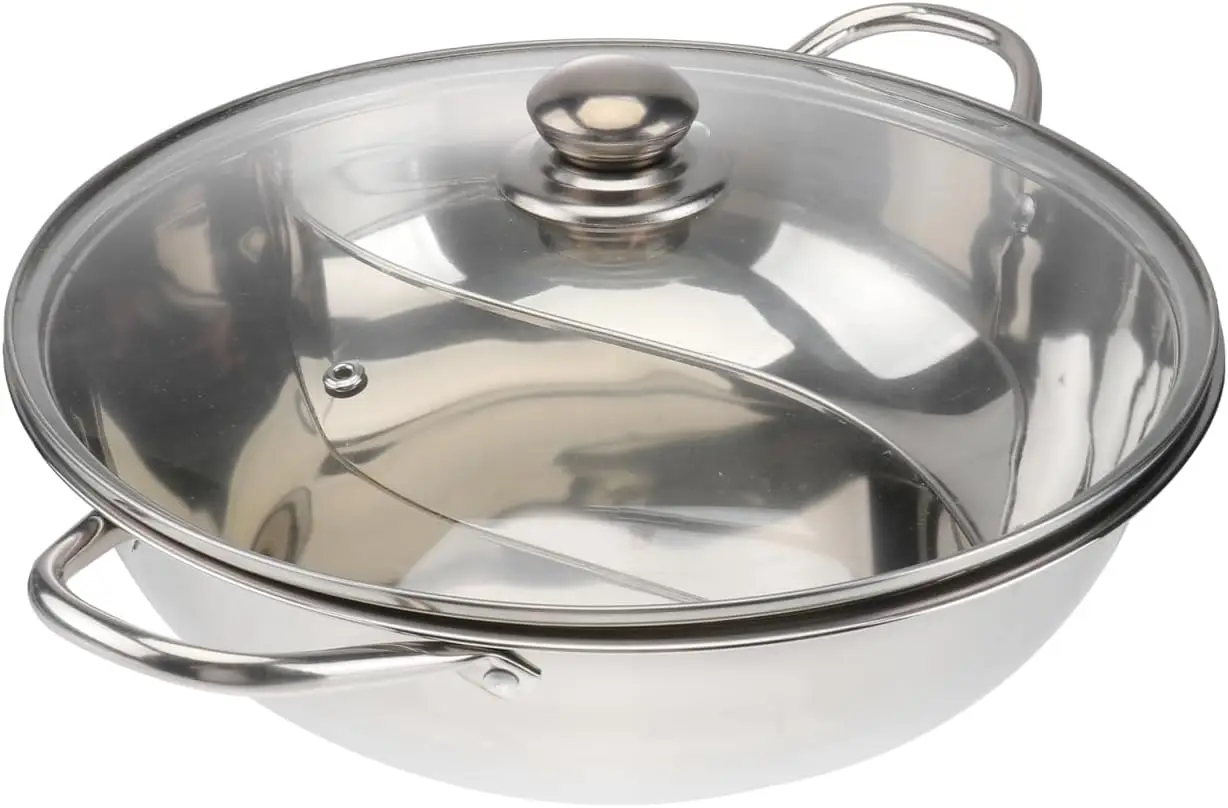Stainless Steel Split Hot Pot with Lid 12.6 Inch Dual Section Induction Cooker Pot for Shabu Shabu and Hot Dining Ideal for Fami
Stainless Steel Split Hot Pot with Lid 12.6 Inch Dual Section Induction Cooker Pot for Shabu Shabu and Hot Dining Ideal for Fami