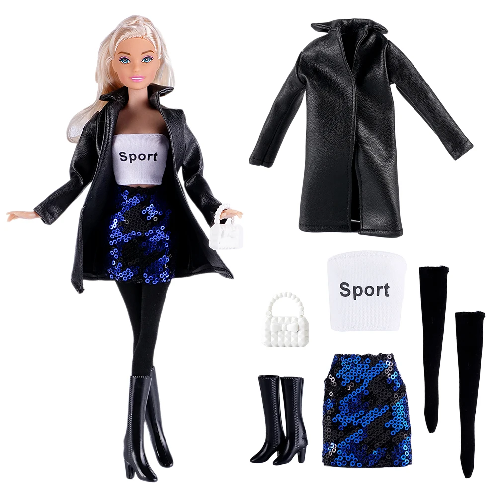 NK 1 Set 30CM Doll Clothes Cool Black Leather Jacket+Top+Blue Skirt+Socks+Boots+Bag For 1/6 VJD Doll Clothes Dolls Accessories
NK 1 Set 30CM Doll Clothes Cool Black Leather Jacket+Top+Blue Skirt+Socks+Boots+Bag For 1/6 VJD Doll Clothes Dolls Accessories