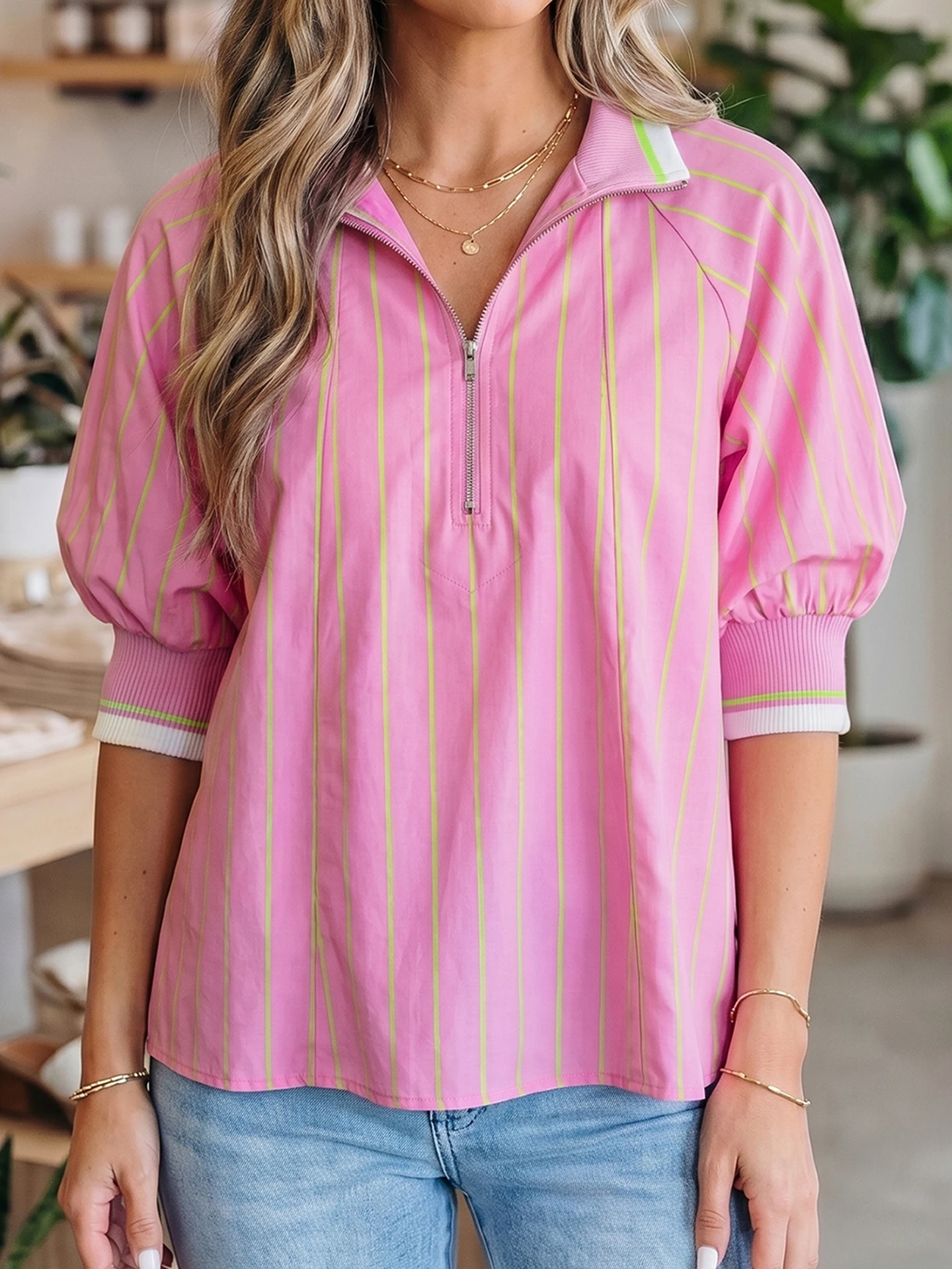 DearLover Casual Loose Women's Short Sleeve Shirt V-Neck Striped Summer New Style Comfortable Breathable Polyester Shirt
DearLover Casual Loose Women's Short Sleeve Shirt V-Neck Striped Summer New Style Comfortable Breathable Polyester Shirt