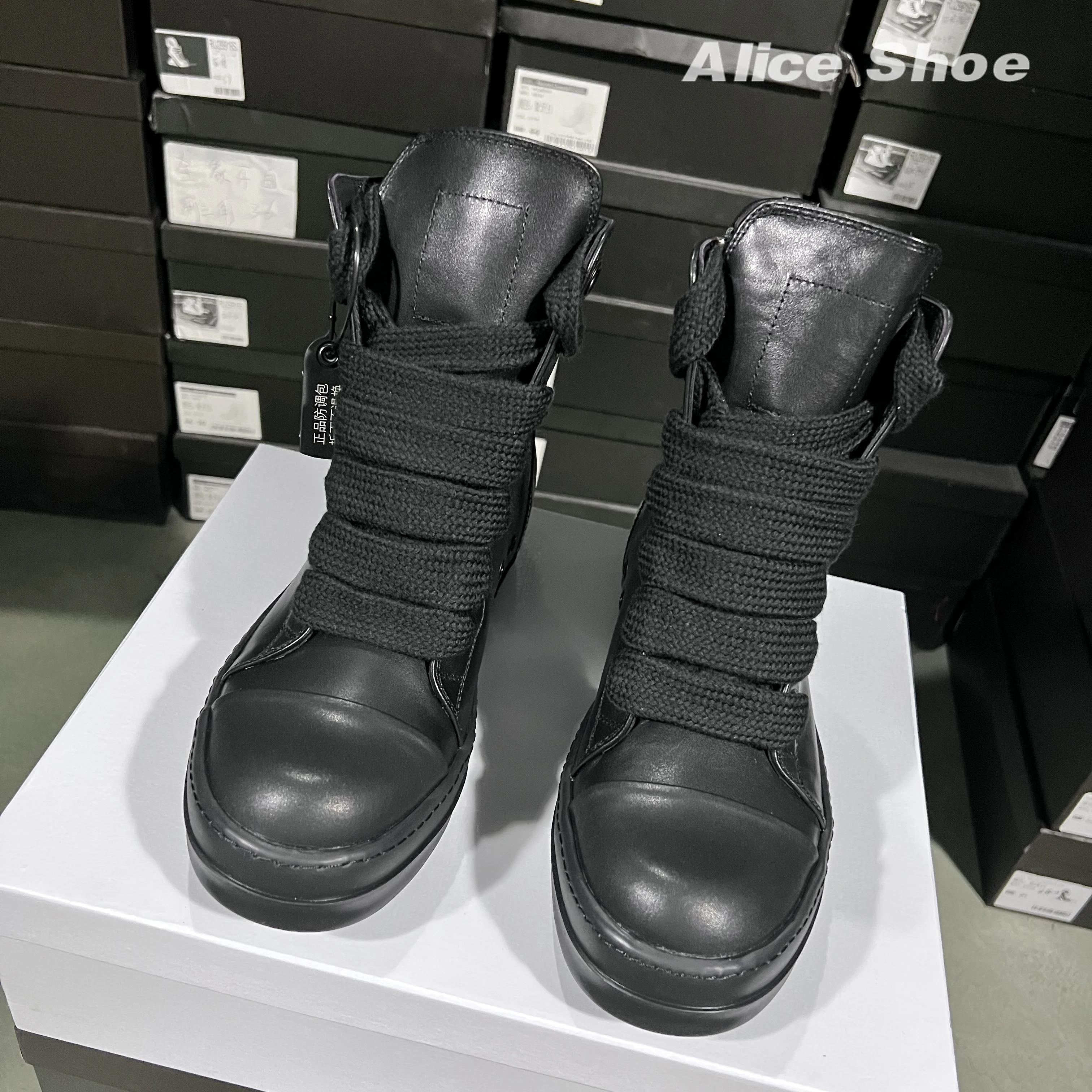 Ricks Designer Jumbo Lace-up Women Ankle Boot High Top Quality Black Men Sneaker Leather Luxury Street Roman Platform Shoe
Ricks Designer Jumbo Lace-up Women Ankle Boot High Top Quality Black Men Sneaker Leather Luxury Street Roman Platform Shoe
