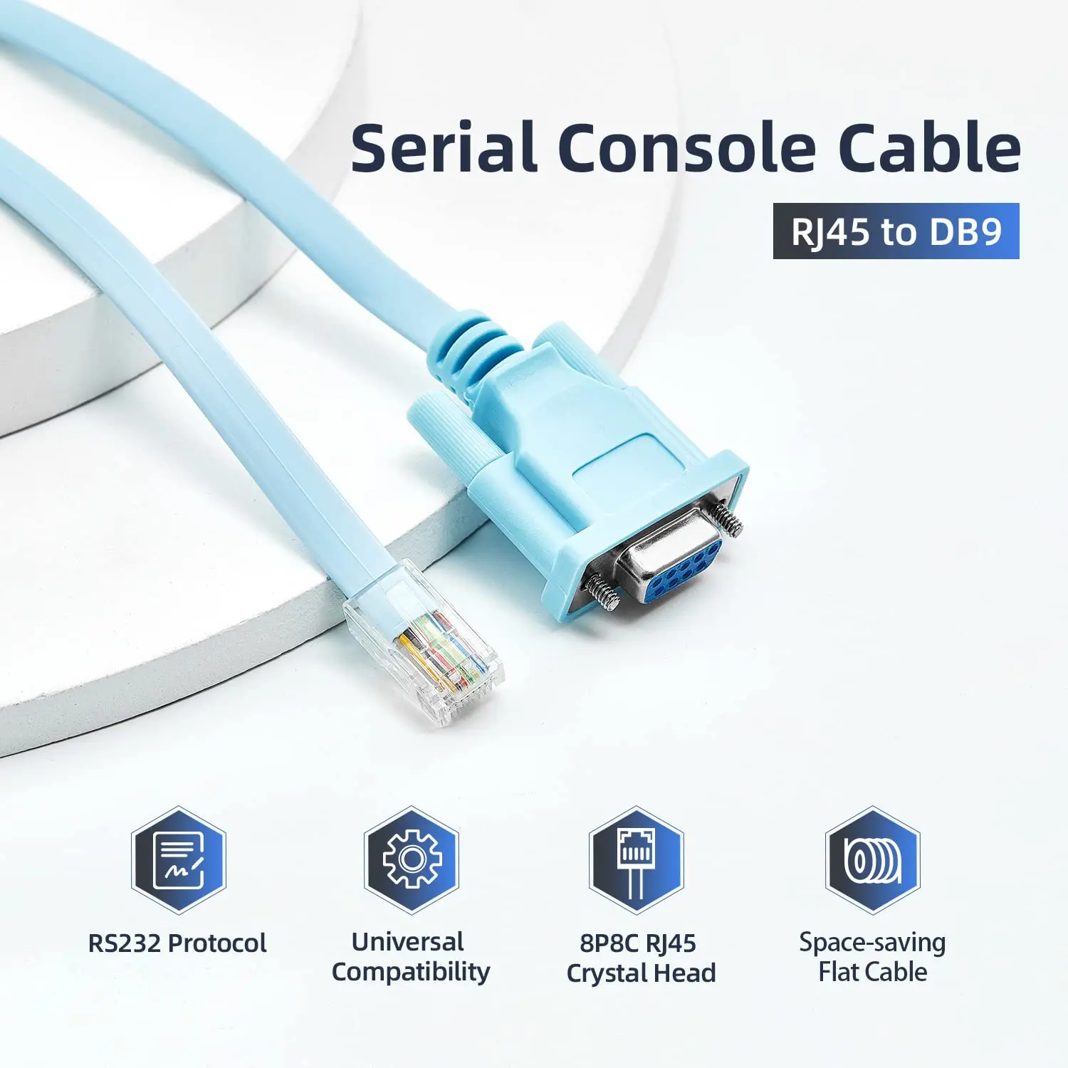 RJ45 to DB9 Console Cable 1.5m RS232 to RJ45 Console Cables Serial Port Management Adapter Compatible with Cisco Router Switch
RJ45 to DB9 Console Cable 1.5m RS232 to RJ45 Console Cables Serial Port Management Adapter Compatible with Cisco Router Switch
