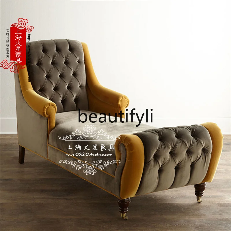 Modern simple fabric concubine sofa, American rural solid wood buckle concubine couch, European style, reclining chair
Modern simple fabric concubine sofa, American rural solid wood buckle concubine couch, European style, reclining chair