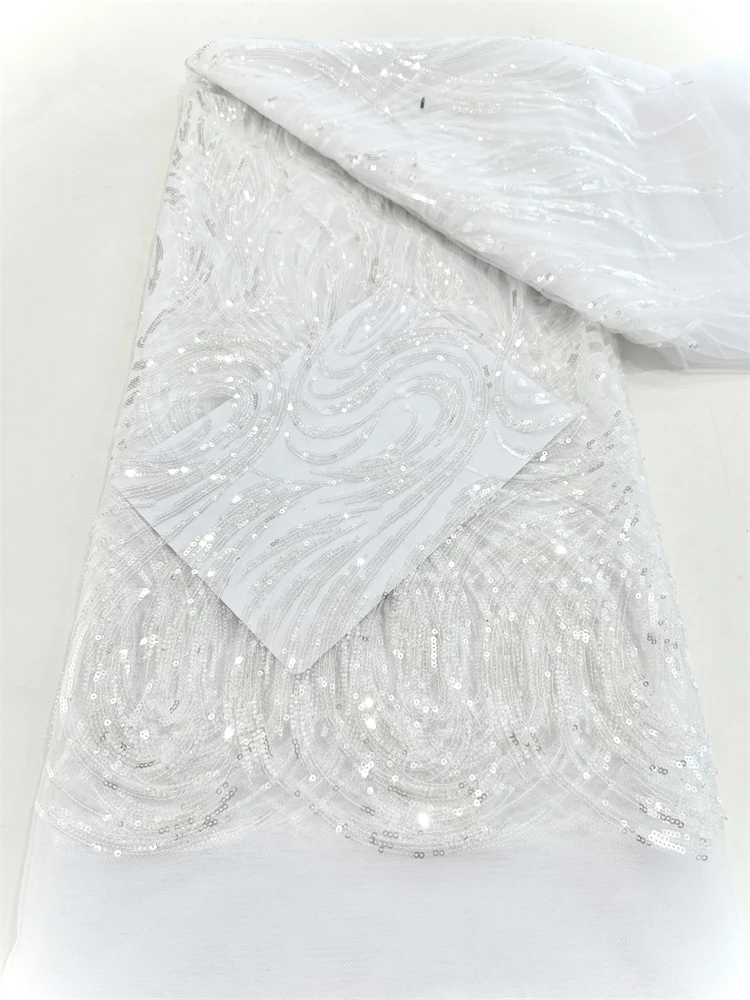 African French Lace Fabric 2025 High Quality beads and sequins Lace Embroidered Nigerian Lace 5 Yards For Sew Party Dresses
African French Lace Fabric 2025 High Quality beads and sequins Lace Embroidered Nigerian Lace 5 Yards For Sew Party Dresses