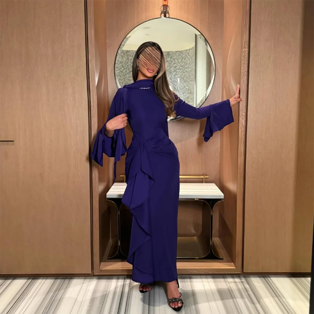 Customized O-Neck Straight Evening Dresses Full Sleeve Ruffles Pleat Long Prom Gown Simple Ankle-Length Modern Party Dress
Customized O-Neck Straight Evening Dresses Full Sleeve Ruffles Pleat Long Prom Gown Simple Ankle-Length Modern Party Dress