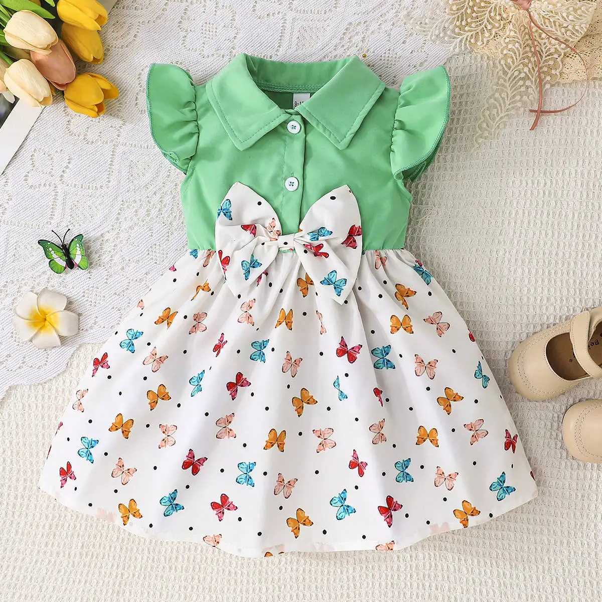 Summer 2025 New Arrivals Girls Sleeveless Ruffles Bow Print Butterfly Green Dress Infantil Menina Cute Party Dress Custume 0-3T
Summer 2025 New Arrivals Girls Sleeveless Ruffles Bow Print Butterfly Green Dress Infantil Menina Cute Party Dress Custume 0-3T
