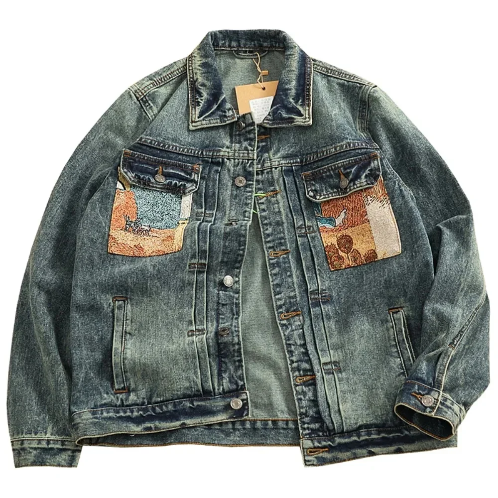 Мужское уличное модное брендовое ретро повседневное джинсовое пальто, свободная куртка, новый весенний топ-карго 
Мужское уличное модное брендовое ретро повседневное джинсовое пальто, свободная куртка, новый весенний топ-карго