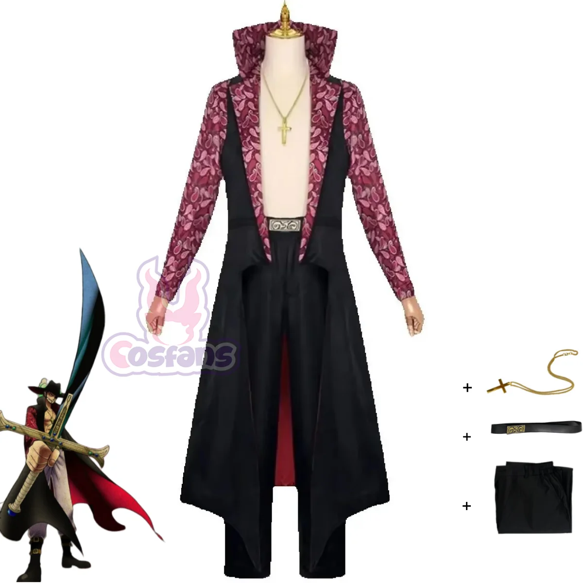 Костюмы для косплея Live Action Movies Dracule Mihawk, черное пальто с длинными рукавами и принтом, Тренч, полный комплект, мужской костюм
Костюмы для косплея Live Action Movies Dracule Mihawk, черное пальто с длинными рукавами и принтом, Тренч, полный комплект, мужской костюм