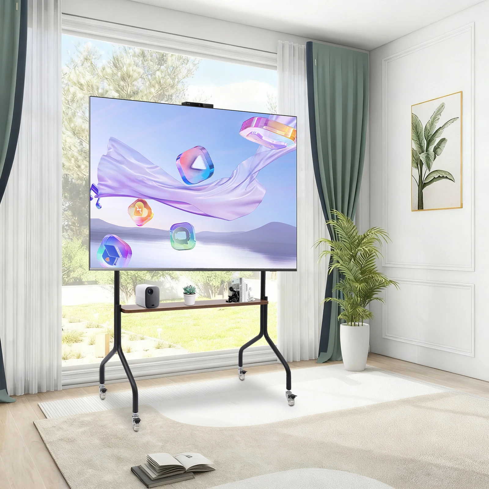 Rolling TV Stand, Adjustable Mobile TV Cart with Crystal Wheels, Single Shelf Iron TV Stand for Living Room
Rolling TV Stand, Adjustable Mobile TV Cart with Crystal Wheels, Single Shelf Iron TV Stand for Living Room
