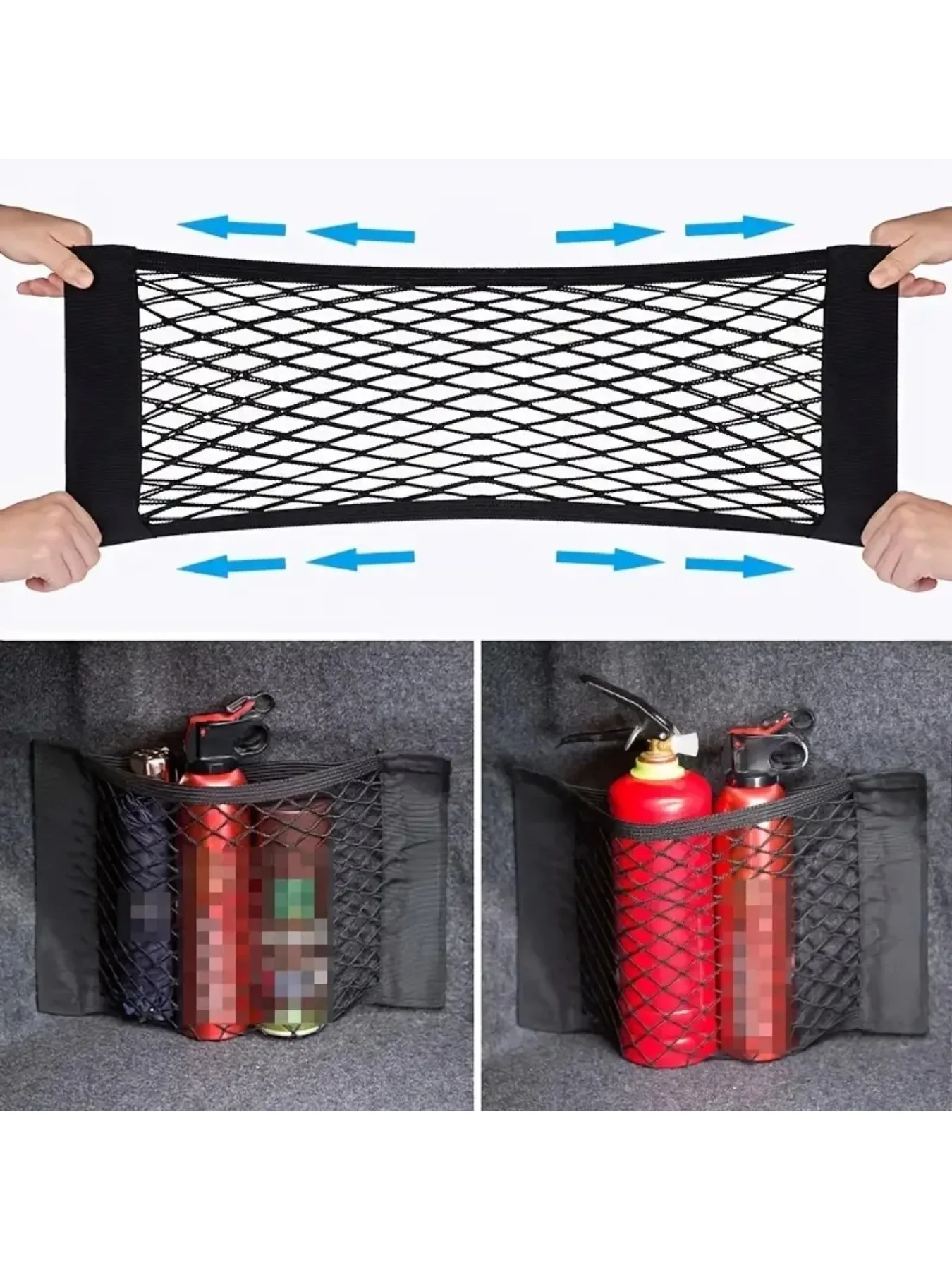 1 шт. универсальная сетка для хранения багажника с двойной сеткой и встроенная сумка для организации автомобиля с фиксацией огнетушителя 
1 шт. универсальная сетка для хранения багажника с двойной сеткой и встроенная сумка для организации автомобиля с фиксацией огнетушителя