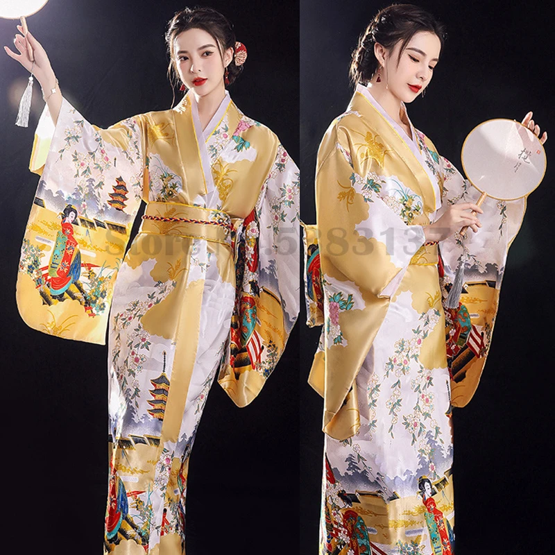 Women's Japan Kimono Gown Traditional Vintage Dress Fashion Print Geisha Robe Yukata with Obi Novelty Elegants Kimono Costume
Women's Japan Kimono Gown Traditional Vintage Dress Fashion Print Geisha Robe Yukata with Obi Novelty Elegants Kimono Costume