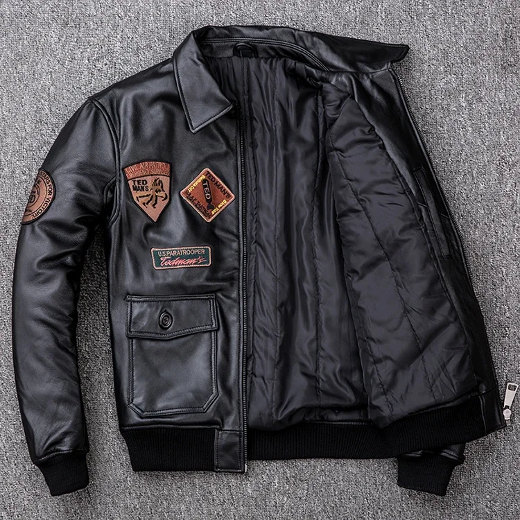 Plus Size 5XL Men's Biker G1 Air Force Pilot Jacket Genuine Leather Sheepskin Thicken Warm Vintage Classic Coat 41 S7ce99a46a04d4d718ae9e4e220e2f4128