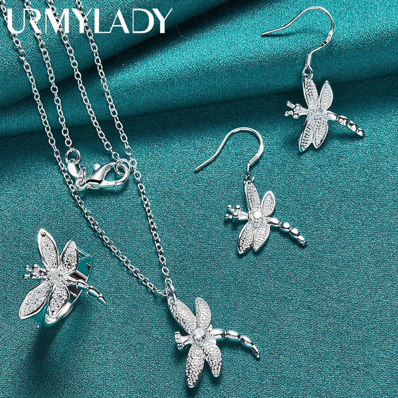 URMYLADY 925 Sterling Silver Dragonfly Pendant Necklace Earring Ring Jewelry For Women Wedding Party Fashion Charm Sets Gift
URMYLADY 925 Sterling Silver Dragonfly Pendant Necklace Earring Ring Jewelry For Women Wedding Party Fashion Charm Sets Gift