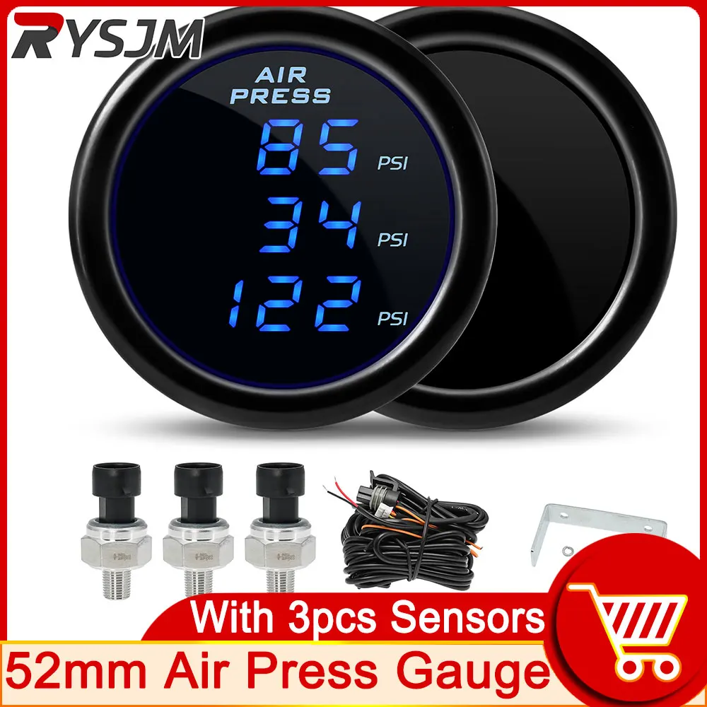 220 PSI 52mm Air Pressure Gauge Digital Display Air Press Gauge PSI Air Suspension Blue LED With 1/8NPT Electrical Sensors Car
220 PSI 52mm Air Pressure Gauge Digital Display Air Press Gauge PSI Air Suspension Blue LED With 1/8NPT Electrical Sensors Car