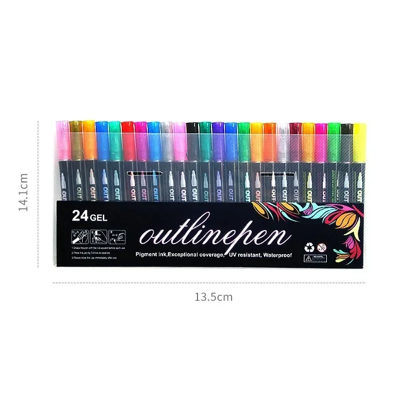 24 Color Double Line Outline Art Pen Marker Pen DIY Graffiti Outline Marker Pen Highlighter Scrapbook Diary Poster Card
24 Color Double Line Outline Art Pen Marker Pen DIY Graffiti Outline Marker Pen Highlighter Scrapbook Diary Poster Card