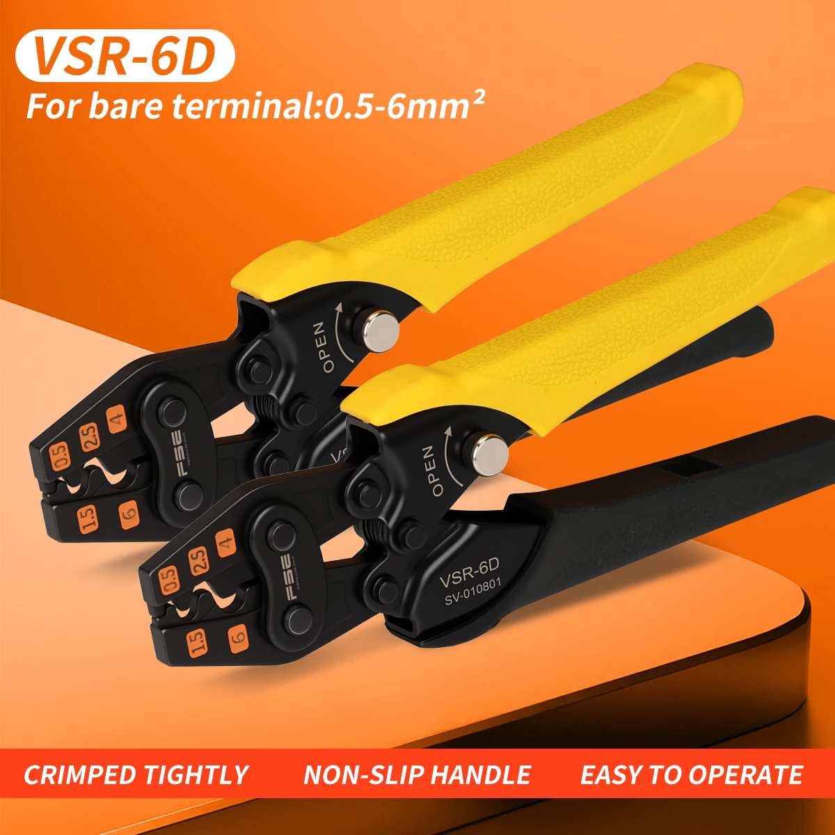 FSE Huasheng VSR-6D Crimping Pliers, Labor-saving Multifunctional Electrical Hand Tool for Cold Press Bare Terminals
FSE Huasheng VSR-6D Crimping Pliers, Labor-saving Multifunctional Electrical Hand Tool for Cold Press Bare Terminals