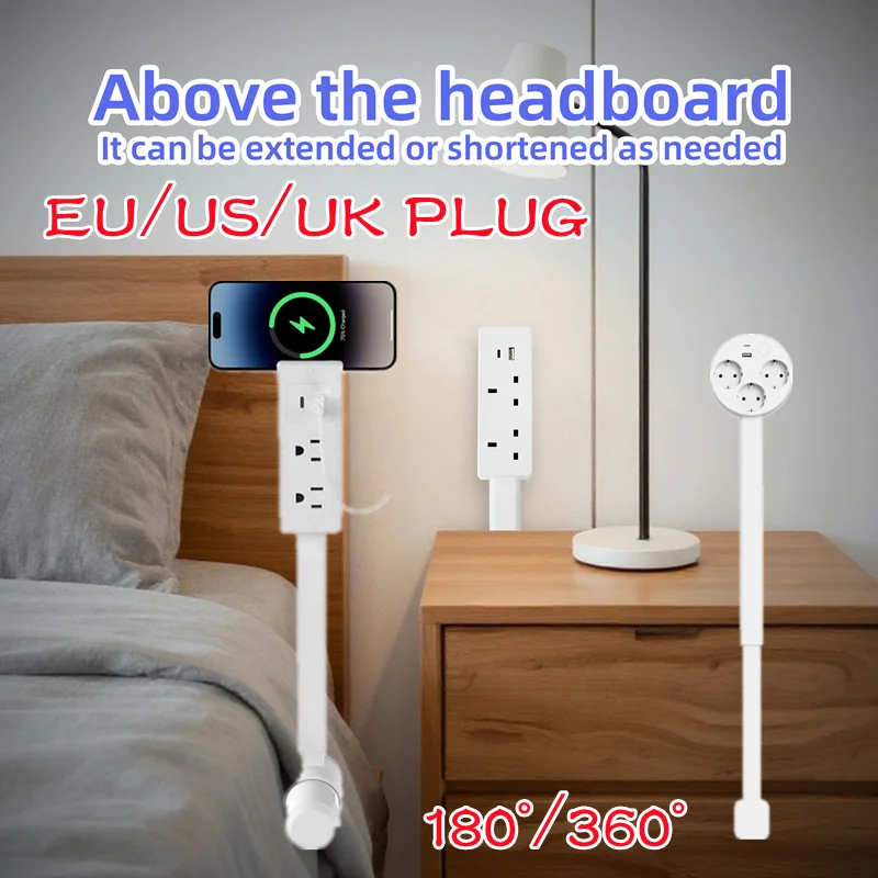 Retractable Socket Rotates Electrical Outlet Extender Charging Extension Power Socket Strip Socket Extender for Sofa Table