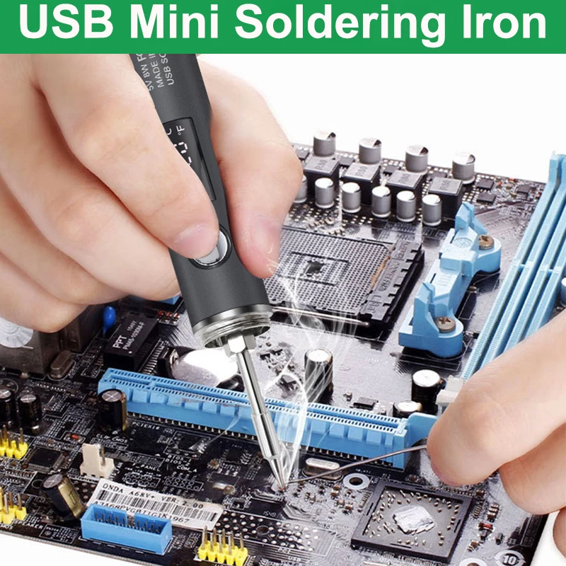 USB Rechargeable Mini Soldering Iron 260-420 ℃ Adjustable Temperature Soldering Tool with Accessories for DIY Projects Repairs
USB Rechargeable Mini Soldering Iron 260-420 ℃ Adjustable Temperature Soldering Tool with Accessories for DIY Projects Repairs