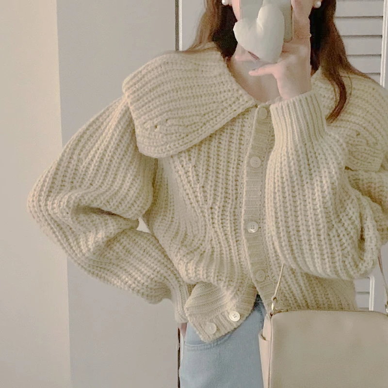 Women Fall Casual Cardigan Sweater Single Breasted Long Sleeve Warm Turn-down Collar Sweater Winter Lazy Knit Loose Sweater Coat
Women Fall Casual Cardigan Sweater Single Breasted Long Sleeve Warm Turn-down Collar Sweater Winter Lazy Knit Loose Sweater Coat