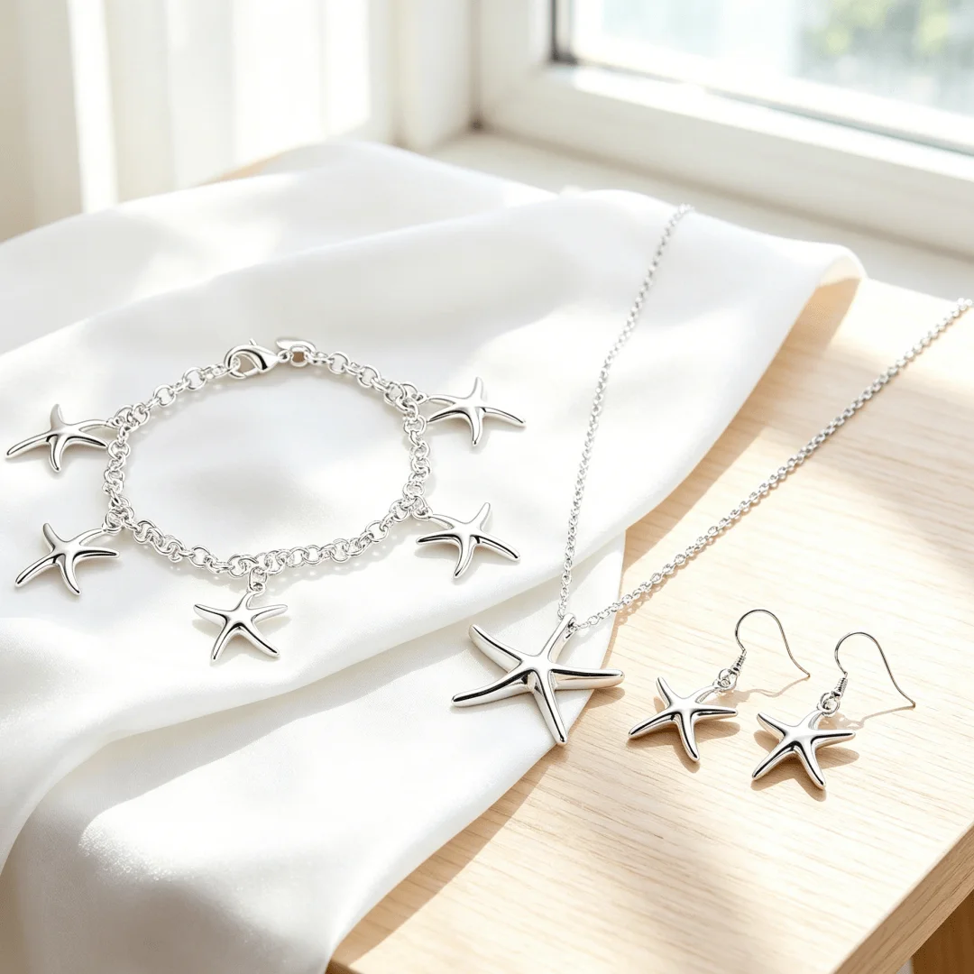 Korean fashion 925 sterling Silver noble starfish Pendant Bracelet necklace earrings Jewelry set for women boutique accessories
Korean fashion 925 sterling Silver noble starfish Pendant Bracelet necklace earrings Jewelry set for women boutique accessories