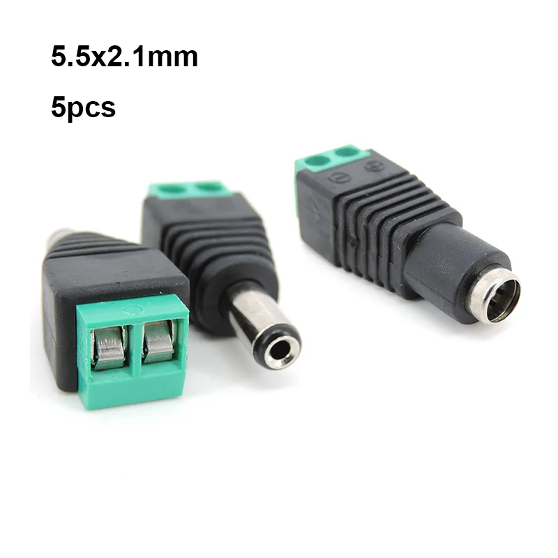 5pcs 5.5mmx2.1mm DC Female Male Power Plug Adapter Connector Power Jack Socket Adapter cable terminal for strip CCTV Cameras
5pcs 5.5mmx2.1mm DC Female Male Power Plug Adapter Connector Power Jack Socket Adapter cable terminal for strip CCTV Cameras