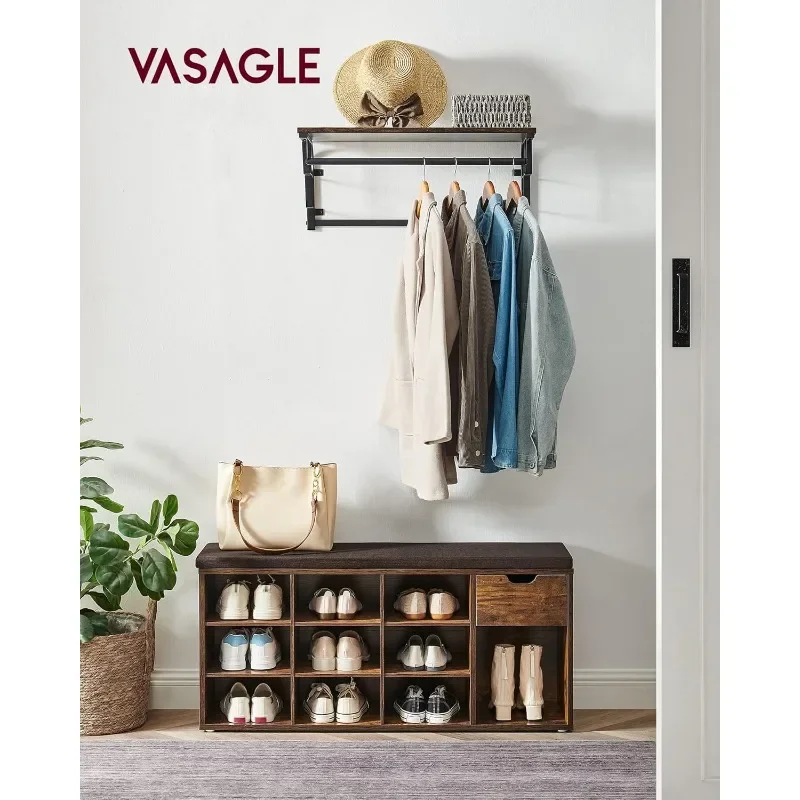 VASAGLE Storage Bench, Entryway Bench with Cushion, Drawer and Open Compartments, Bench with Storage, for Living Room
VASAGLE Storage Bench, Entryway Bench with Cushion, Drawer and Open Compartments, Bench with Storage, for Living Room