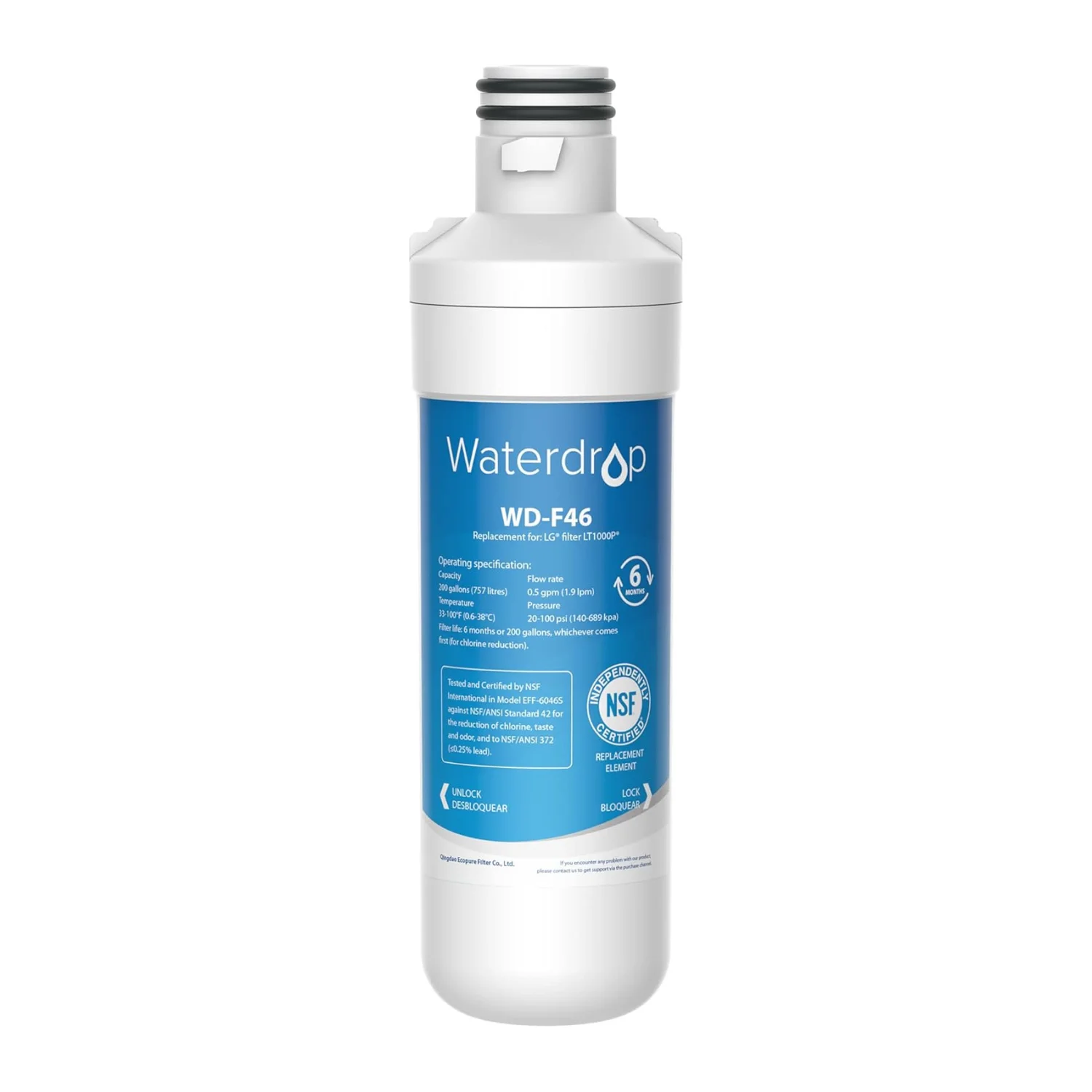 Waterdrop LT1000PC ADQ747935 MDJ64844601 Refrigerator Water Filter, Replacement for LG® LT1000P®, Kenmore 46-9980
Waterdrop LT1000PC ADQ747935 MDJ64844601 Refrigerator Water Filter, Replacement for LG® LT1000P®, Kenmore 46-9980