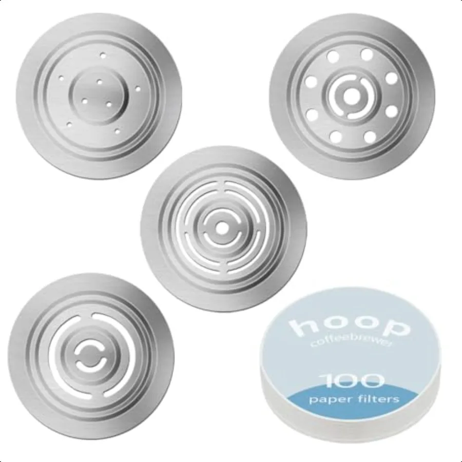 Coffee Filters Pack Compatible with Hoop Coffee Dripper Brewer 4pcs Reusable Flow Control Metal Filter and 100 Count Paper Fil
Coffee Filters Pack Compatible with Hoop Coffee Dripper Brewer 4pcs Reusable Flow Control Metal Filter and 100 Count Paper Fil