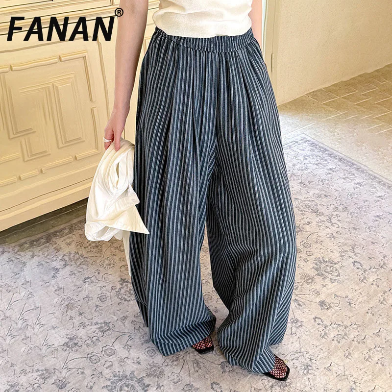 FANAN Vintage Striped Contrast Color Pants Women's Elastic High Waist Casual Loose Trousers Female Clothing 2025 Summer New
FANAN Vintage Striped Contrast Color Pants Women's Elastic High Waist Casual Loose Trousers Female Clothing 2025 Summer New