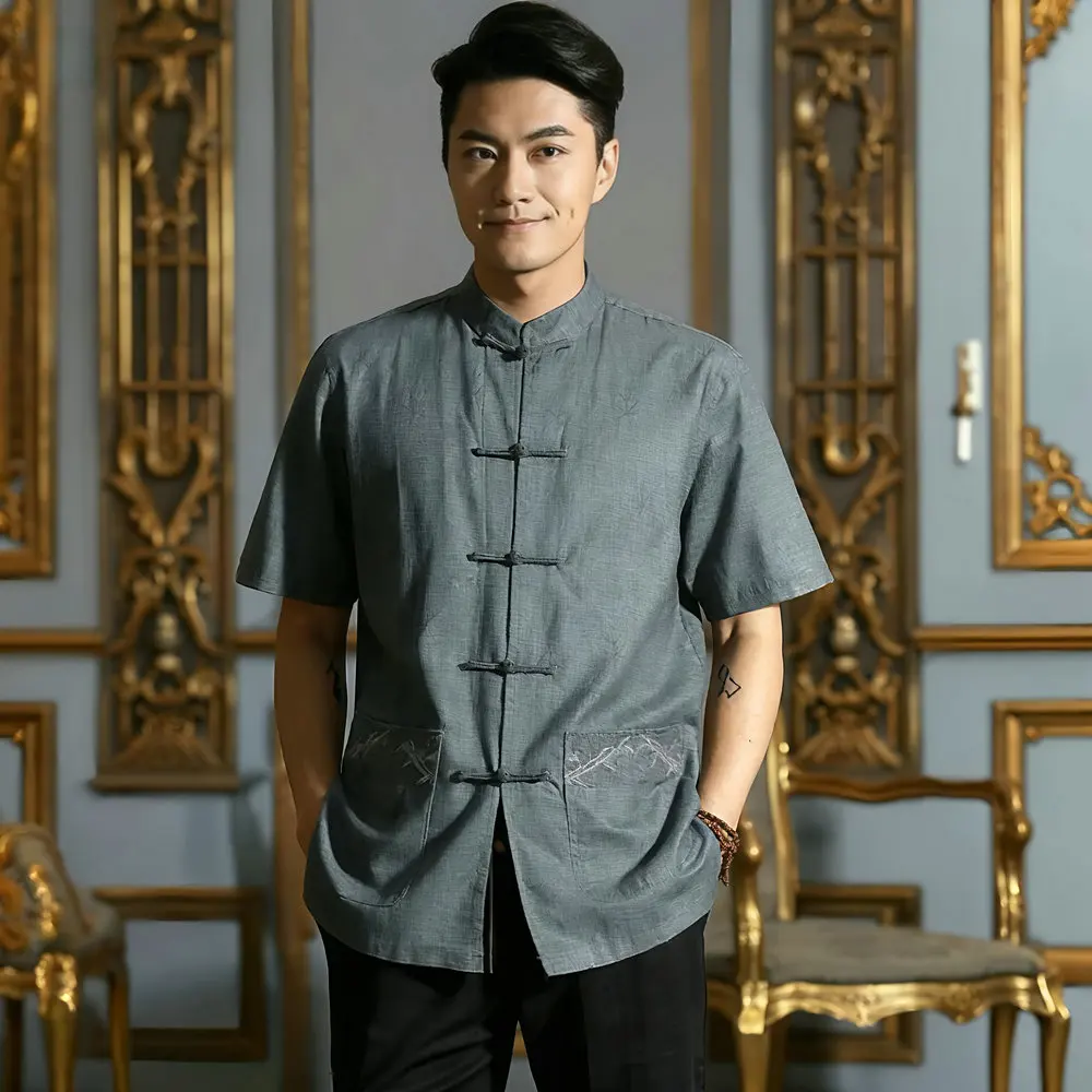 Old Money Men's Linen Tangzhuang Shirt Mandarin Collar Shirt with Bamboo Embroidery Top Eco-Friendly Summer Essential Tunic Man
Old Money Men's Linen Tangzhuang Shirt Mandarin Collar Shirt with Bamboo Embroidery Top Eco-Friendly Summer Essential Tunic Man