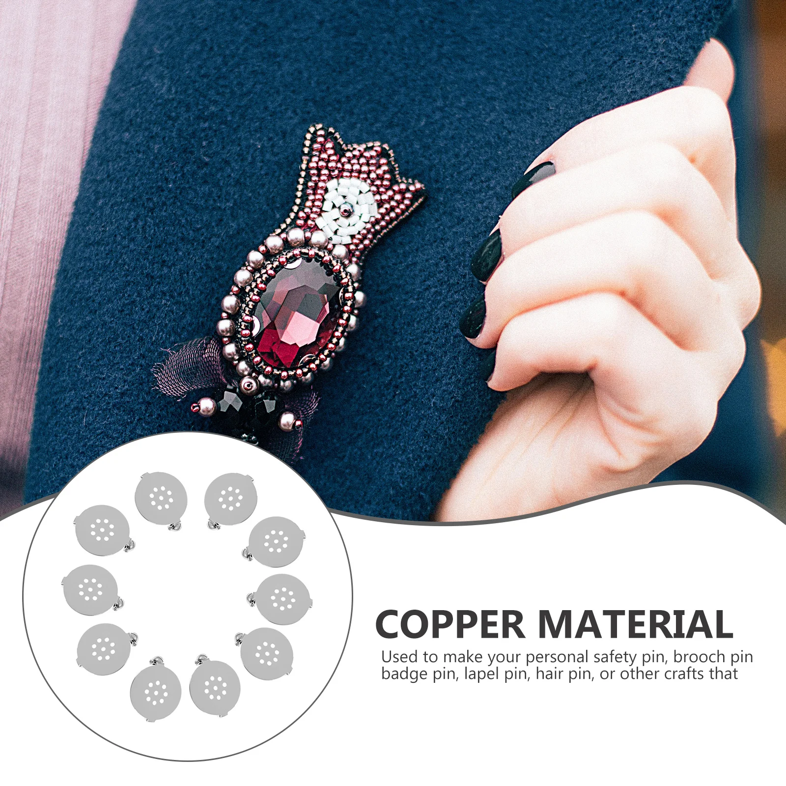 10pcs Breastpin Tray Brooch Base 9 Holes Diy Jewelry Making Accessories Craft Supply Brooch Bezel Safety Pin Setting
10pcs Breastpin Tray Brooch Base 9 Holes Diy Jewelry Making Accessories Craft Supply Brooch Bezel Safety Pin Setting