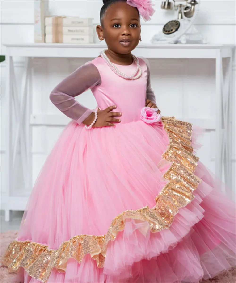 Shiny Appliques Sequins Long Sleeve Tiered Flower Girl Wedding Dress Kids Birthday Party First Communion Ball Gown Customized
Shiny Appliques Sequins Long Sleeve Tiered Flower Girl Wedding Dress Kids Birthday Party First Communion Ball Gown Customized