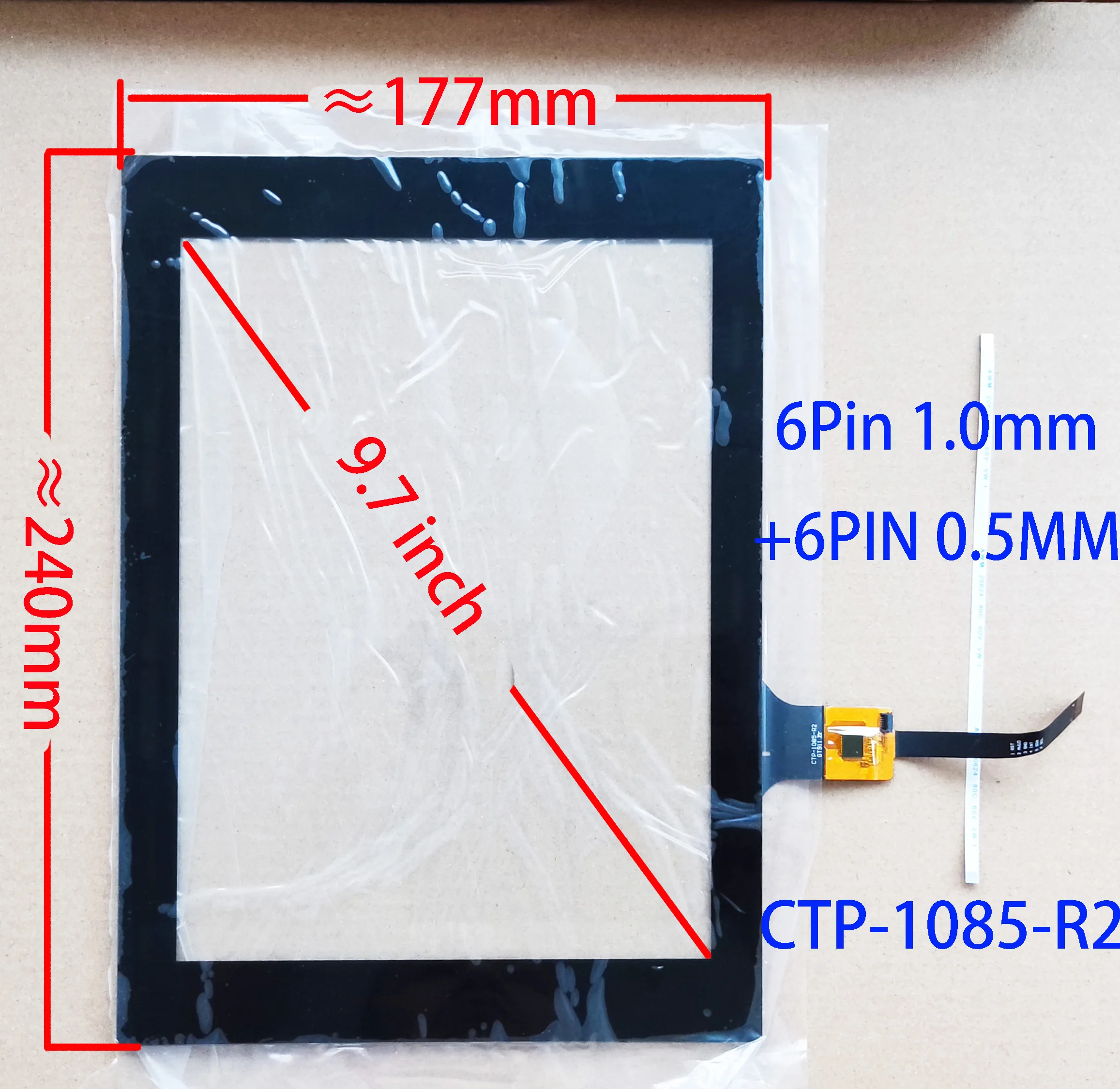 9.7 Inch Touch Screen Digitizer Sensor Glass Panel For Toyota Camry Radio Tesla 240*177mm 6Pin GT911 CTP-1085-R2 WFL-51270
9.7 Inch Touch Screen Digitizer Sensor Glass Panel For Toyota Camry Radio Tesla 240*177mm 6Pin GT911 CTP-1085-R2 WFL-51270
