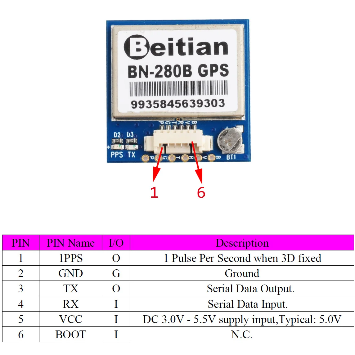 BEITIAN BN-280B RS-232 GPS GLONASS GNSS Module 4M FLASH NMEA-0183 GPS Receiver for Vehicle Drones Positioning Tracking
BEITIAN BN-280B RS-232 GPS GLONASS GNSS Module 4M FLASH NMEA-0183 GPS Receiver for Vehicle Drones Positioning Tracking