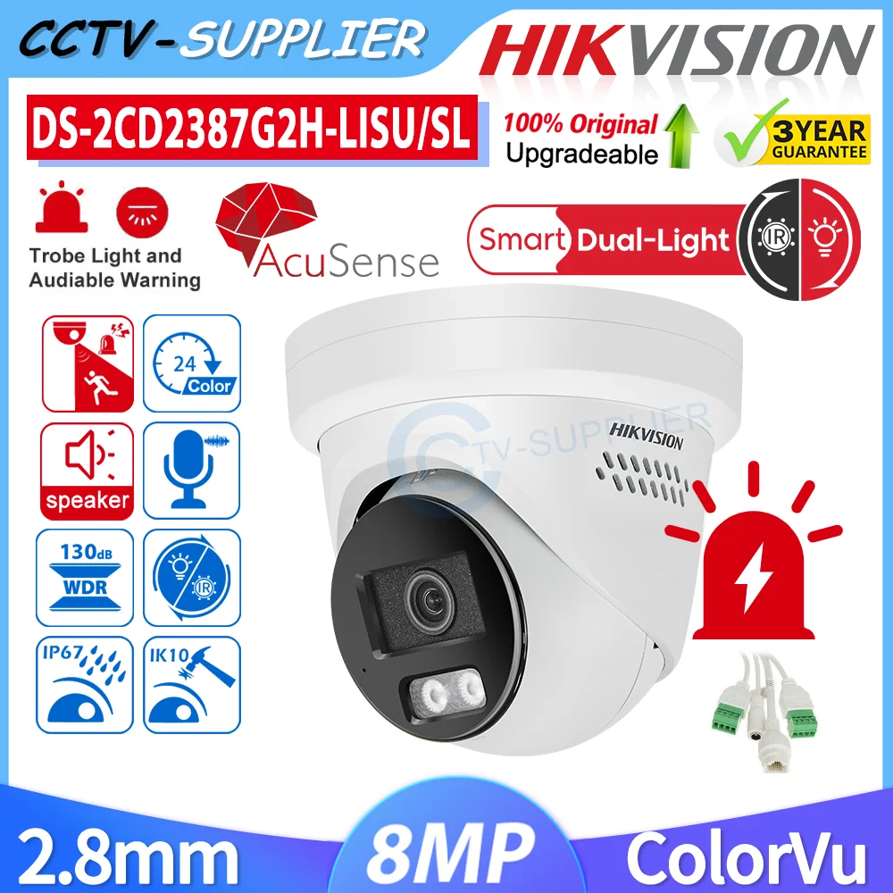 Hikvision ColorVu Active Alarm Eyeball 1/1.8" DS-2CD2387G2H-LISU/SL 8MP Turret IR Smart Hybrid Light IP Camera two-way audio
Hikvision ColorVu Active Alarm Eyeball 1/1.8" DS-2CD2387G2H-LISU/SL 8MP Turret IR Smart Hybrid Light IP Camera two-way audio