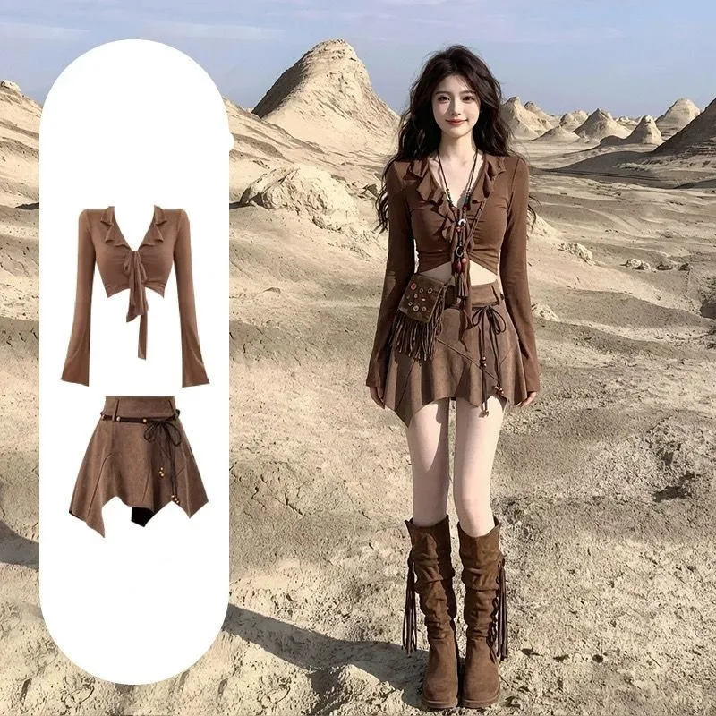 Travel Wear Desert Wasteland Style Dress Summer Maillard Western Denim Skirt Set
Travel Wear Desert Wasteland Style Dress Summer Maillard Western Denim Skirt Set