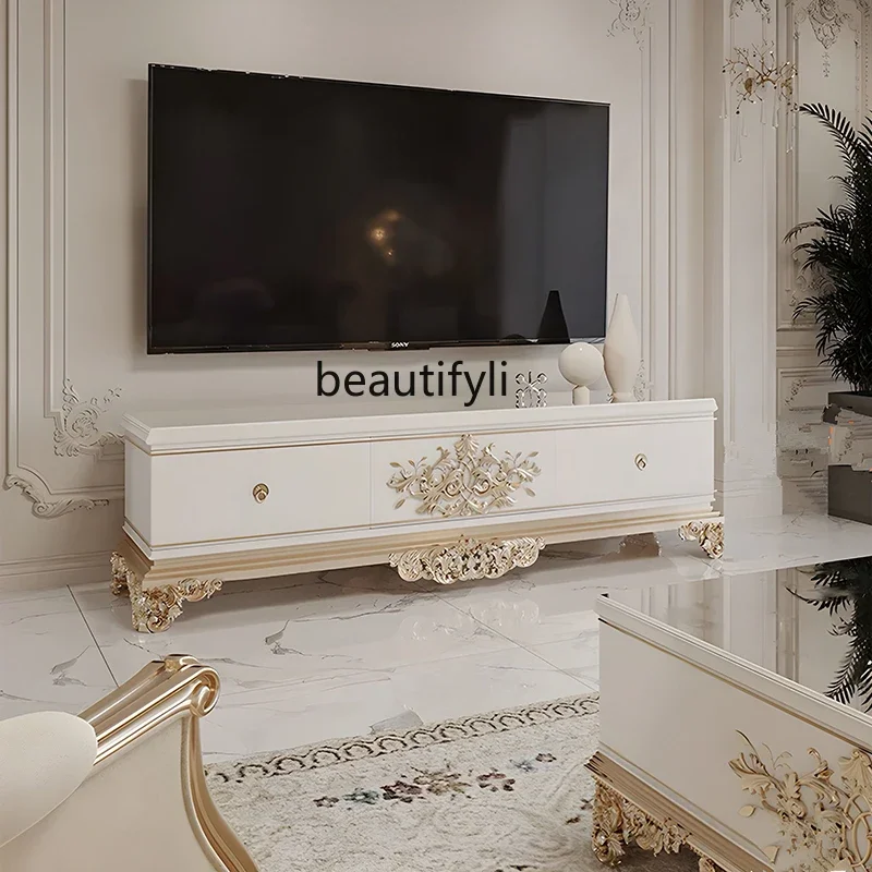 Y French light luxury palace style solid wood carving flower TV cabinet coffee table combination living room high-end
Y French light luxury palace style solid wood carving flower TV cabinet coffee table combination living room high-end
