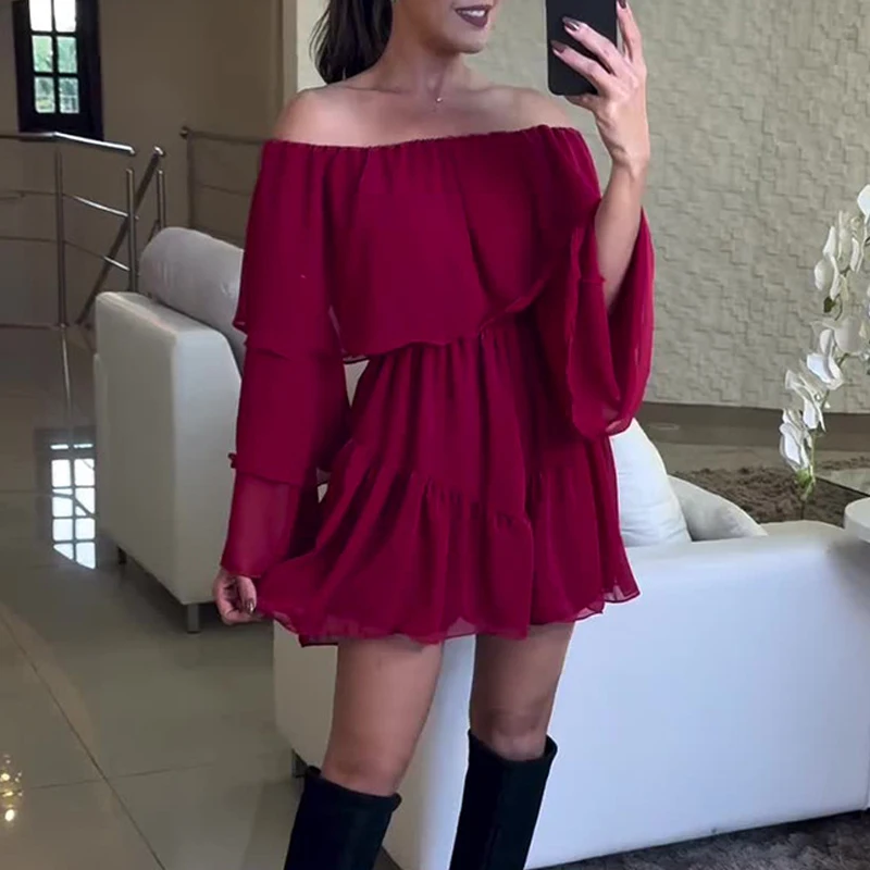 Fashion Temperament High Street Short Dress Elegant Solid Color High Waist Ruffles Dress Women Flare Sleeve A-line Pleated Dress
Fashion Temperament High Street Short Dress Elegant Solid Color High Waist Ruffles Dress Women Flare Sleeve A-line Pleated Dress