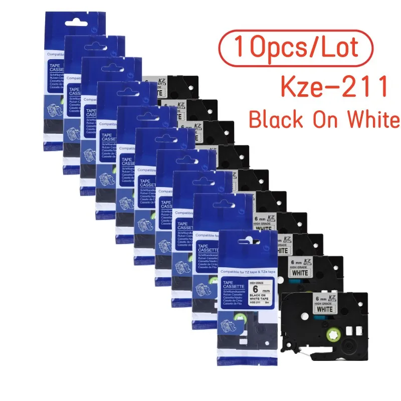 10pcs 6mm KZe211 kze-211 KZ 211 Label Sticker Compatible Brother P Touch Label Maker Black on White
10pcs 6mm KZe211 kze-211 KZ 211 Label Sticker Compatible Brother P Touch Label Maker Black on White