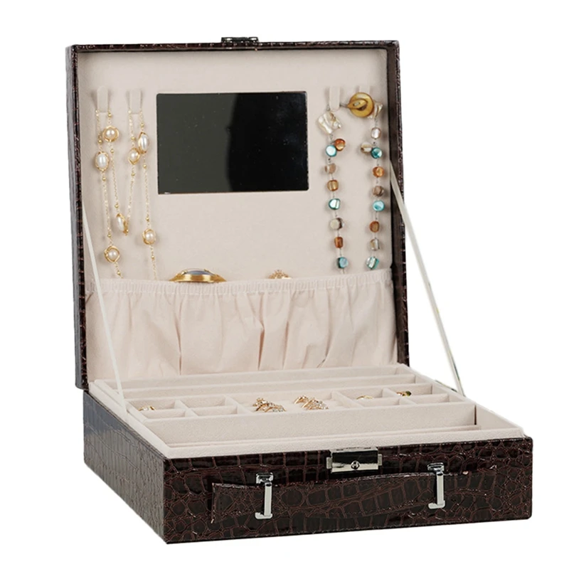 New 3-Layer Jewelry Box With Lock Pu Leather Earring Box Ring Jewelry Box Jewelry Display Box Jewelry Box Easy To Use Dark Brown
New 3-Layer Jewelry Box With Lock Pu Leather Earring Box Ring Jewelry Box Jewelry Display Box Jewelry Box Easy To Use Dark Brown
