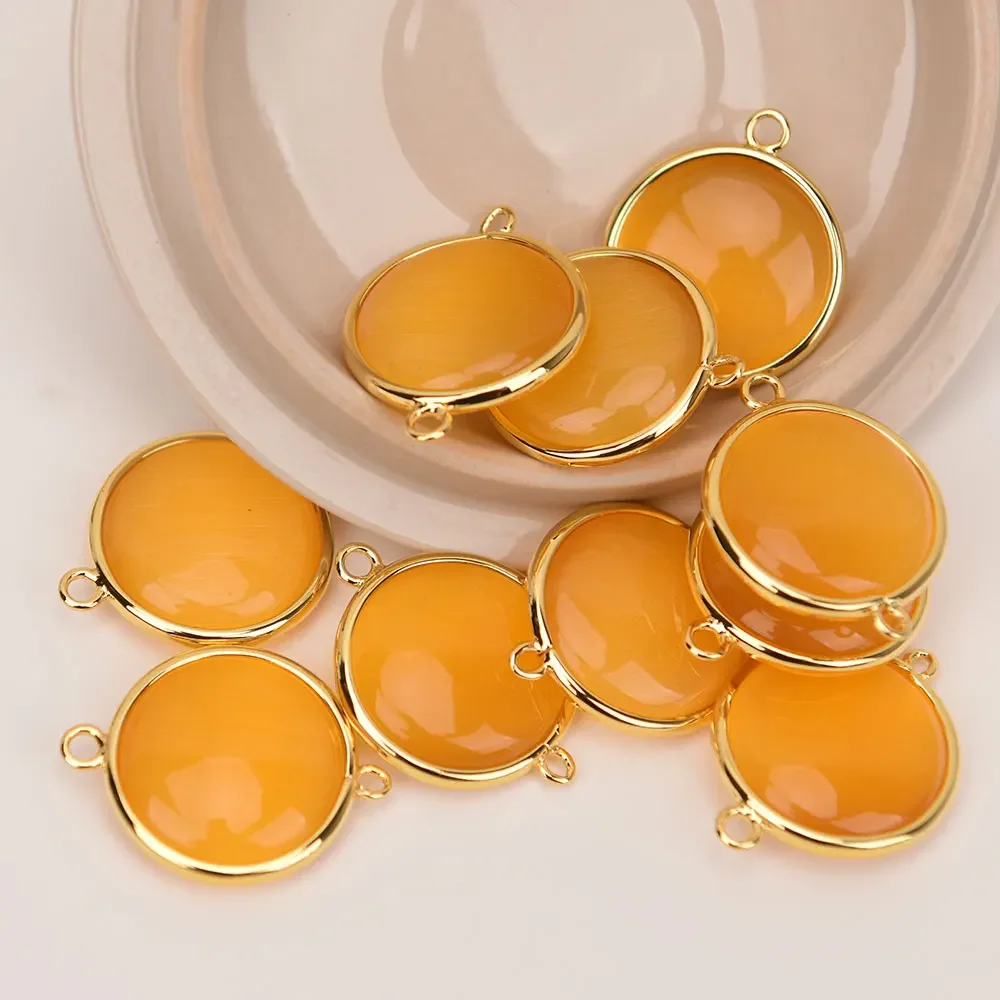 Big 22mm 5 Pcs Natural Orange Cat eye Connector Coin Shape Gold Edged Loose Beads For Jewelry Findings DIY
Big 22mm 5 Pcs Natural Orange Cat eye Connector Coin Shape Gold Edged Loose Beads For Jewelry Findings DIY