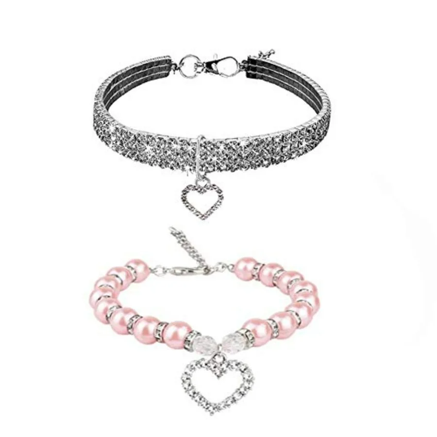 Rhinestones Dog Cat Collar Pearl Necklace Set, Adjustable Neck Strap Bling Full Diamond Crystal Cute Pearl Dog Collar for Small
Rhinestones Dog Cat Collar Pearl Necklace Set, Adjustable Neck Strap Bling Full Diamond Crystal Cute Pearl Dog Collar for Small