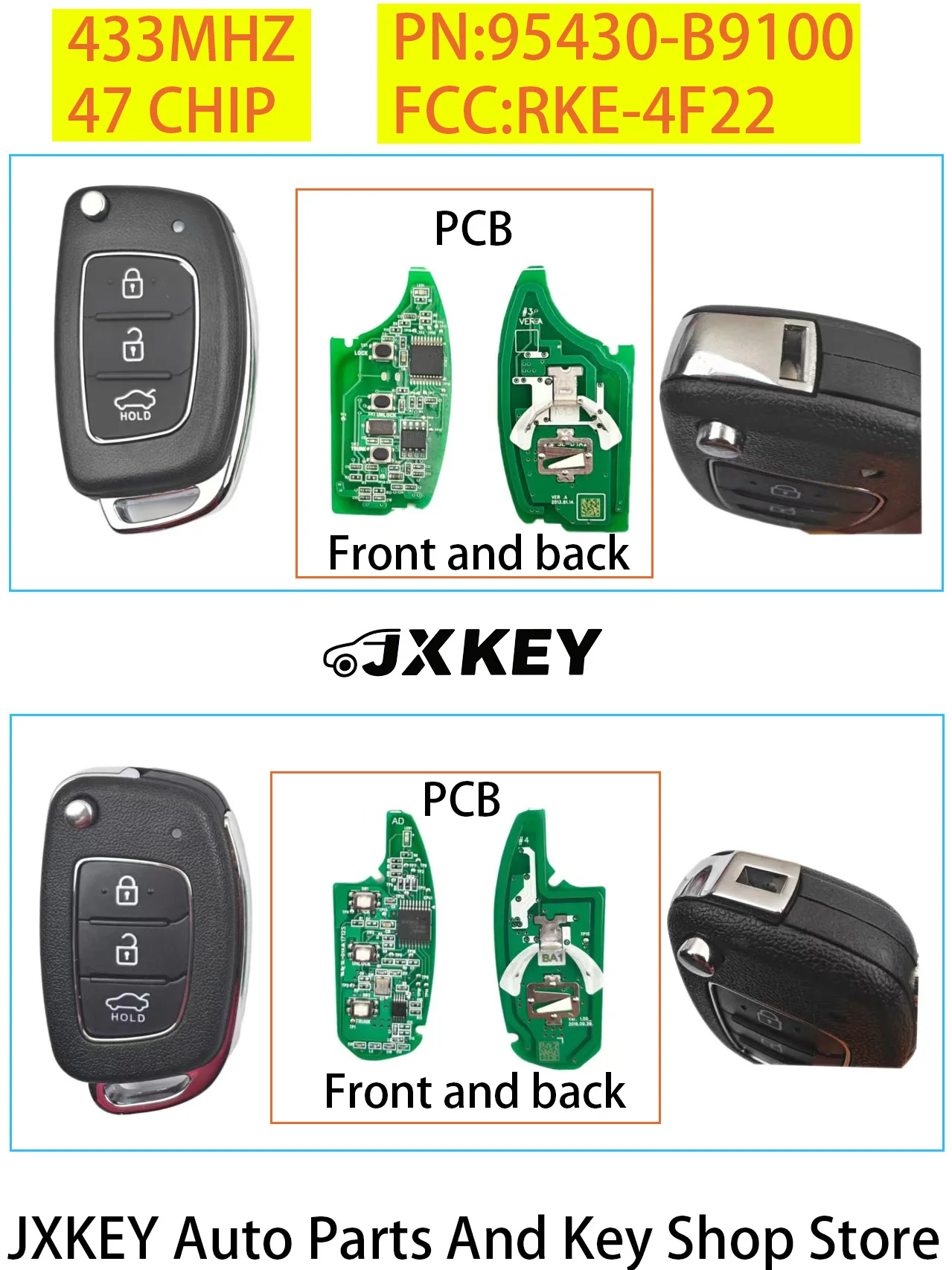 For Hyundai Elantra 2012-2015 Flip Key CN020077 flip key fob 47CHIP 433MHZ 95430-B9100 OKA-865T (BA1) /865T (MD) FCC:RKE-4F22
For Hyundai Elantra 2012-2015 Flip Key CN020077 flip key fob 47CHIP 433MHZ 95430-B9100 OKA-865T (BA1) /865T (MD) FCC:RKE-4F22
