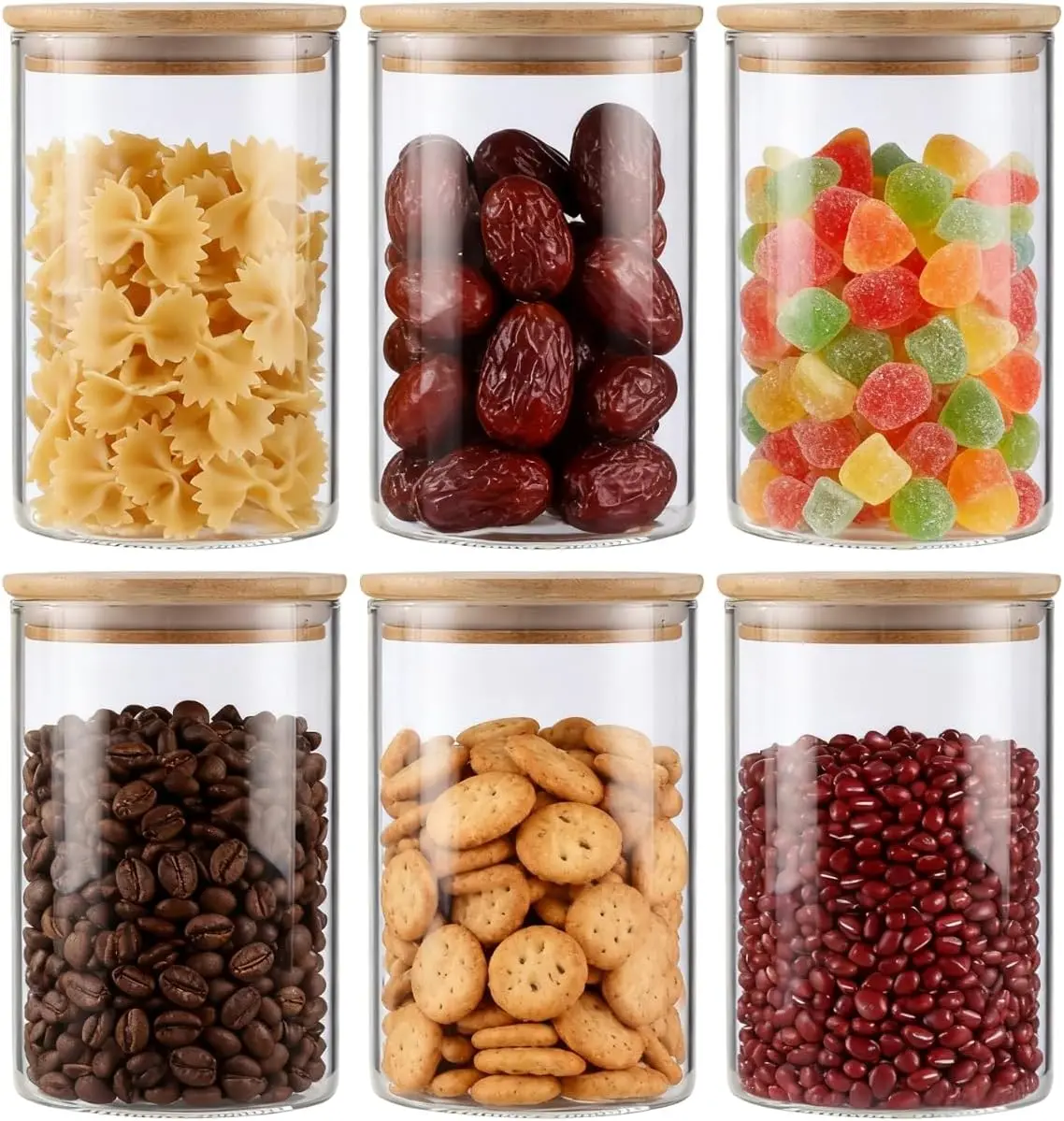 6-Pack Glass Storage Jars with Bamboo Lids Single 32 fl oz/950ml, Glass Canister Set, Airtight Containers for Kitchen Dry Goo
6-Pack Glass Storage Jars with Bamboo Lids Single 32 fl oz/950ml, Glass Canister Set, Airtight Containers for Kitchen Dry Goo