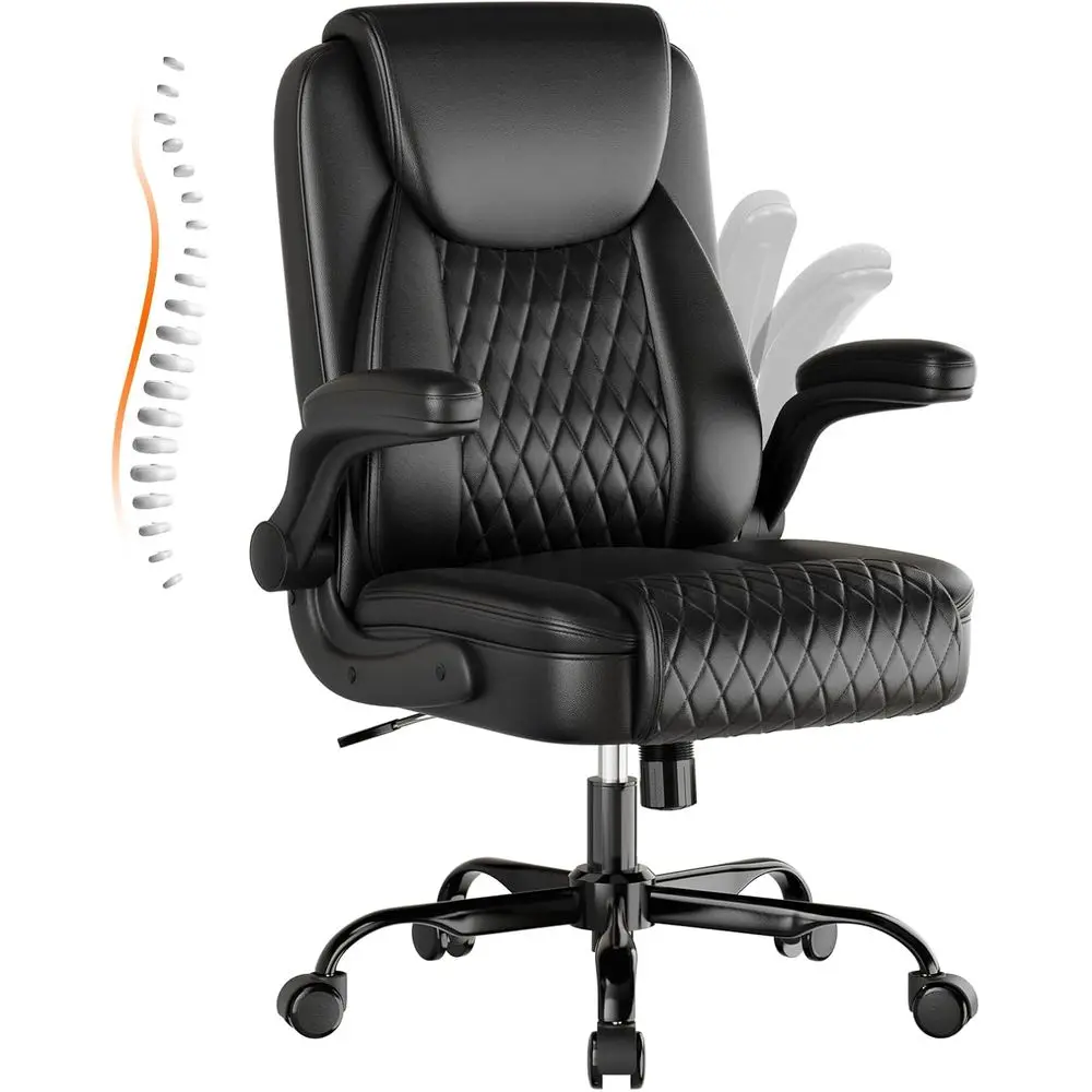 Ergonomic Leather Office Chair with Padded Arms, Heavy Duty Desk Chair for Home and Gaming, Black
Ergonomic Leather Office Chair with Padded Arms, Heavy Duty Desk Chair for Home and Gaming, Black