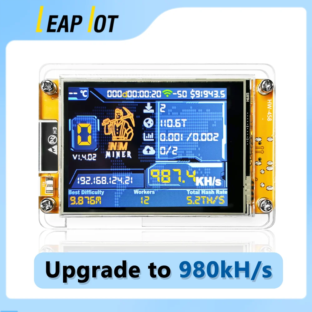 NerdMiner Lucky Miner V2 Hashrate 980KH/s ESP32-2432S028R with 2.8 inch Display Crypto Solo Lottery Bitcoin Supports BLE WiFi
NerdMiner Lucky Miner V2 Hashrate 980KH/s ESP32-2432S028R with 2.8 inch Display Crypto Solo Lottery Bitcoin Supports BLE WiFi