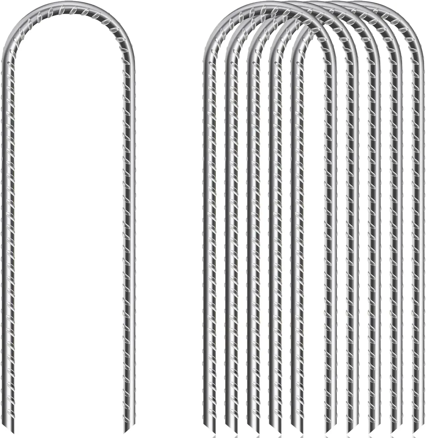 12in & 16in U Shaped Rebar Stakes, Heavy Duty Galvanized Ground Stakes for Trampoline, Tent, Swing Set
12in & 16in U Shaped Rebar Stakes, Heavy Duty Galvanized Ground Stakes for Trampoline, Tent, Swing Set