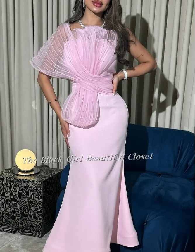 Customized Evening Dresses Pink Veil Pleated One Shoulder Fishtail Arabian Evening Dresses Elegant فساتين سهرات
Customized Evening Dresses Pink Veil Pleated One Shoulder Fishtail Arabian Evening Dresses Elegant فساتين سهرات