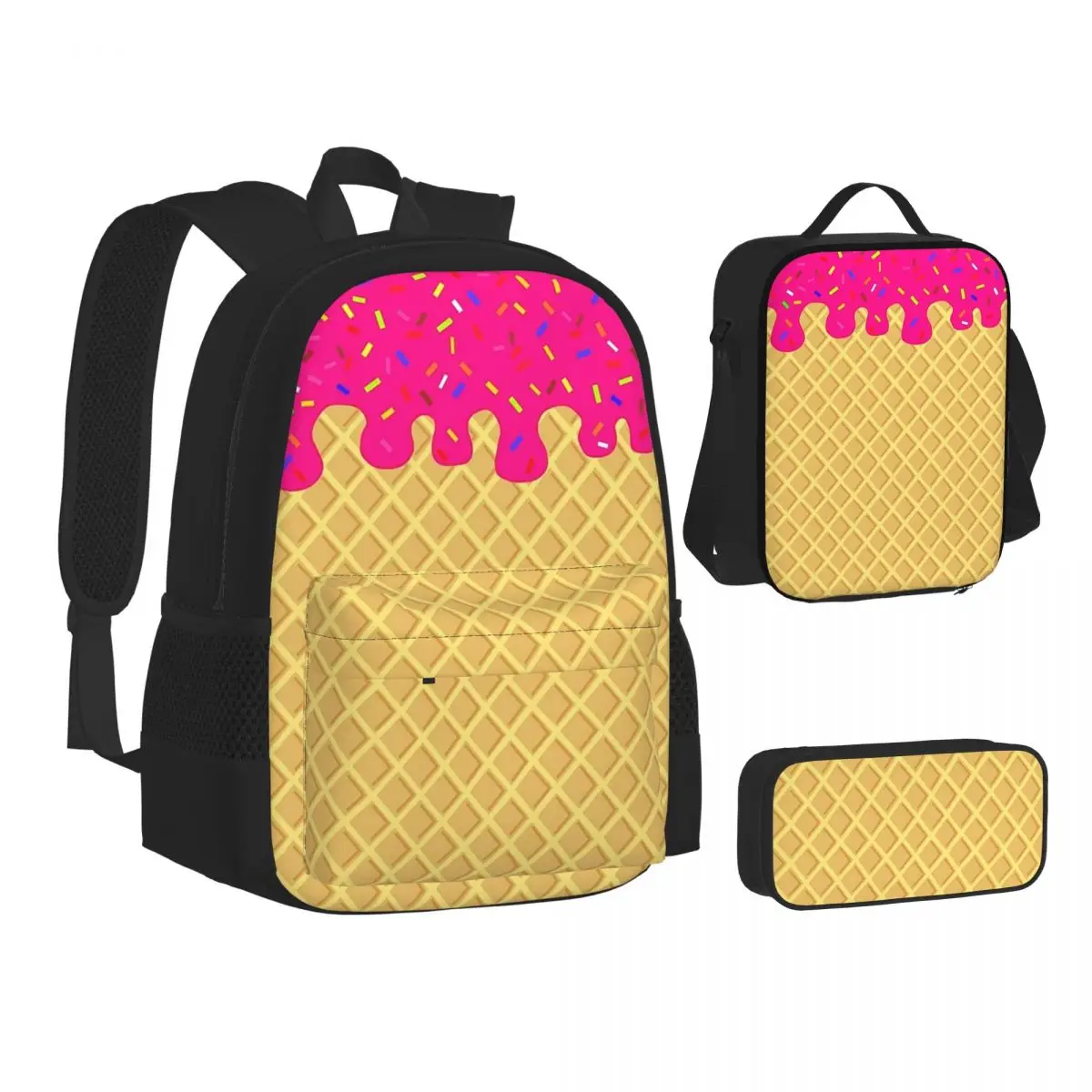 STRAWBERRY IceCream Waffle Cone BackpacksBoys Girls Bookbag Students School Bags Kids Rucksack Lunch Bag Pen Bag Three-Piece Set
STRAWBERRY IceCream Waffle Cone BackpacksBoys Girls Bookbag Students School Bags Kids Rucksack Lunch Bag Pen Bag Three-Piece Set