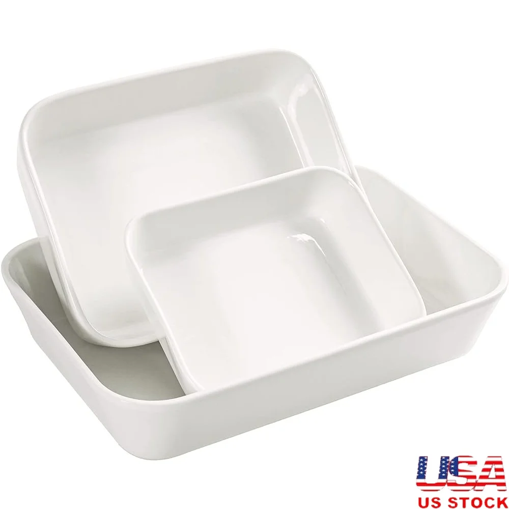 Ceramic Casserole Baking Dish Set of 3 Oven Safe Rectangular Bakeware Non-Stick Dishwasher Safe Lasagna Pizza Cooking Kitchen
Ceramic Casserole Baking Dish Set of 3 Oven Safe Rectangular Bakeware Non-Stick Dishwasher Safe Lasagna Pizza Cooking Kitchen
